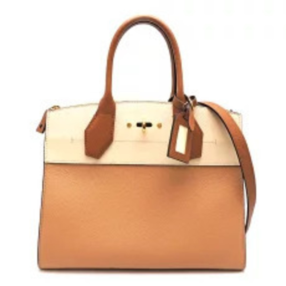 Louis Vuitton City Steamer Handbag Calfskin Papyrus Sienne